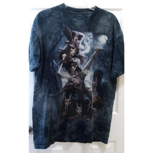 THE MOUNTAIN Mens Graphic T-Shirt Skeleton Skulls Rockstar Sz L Grunge Tie-dye